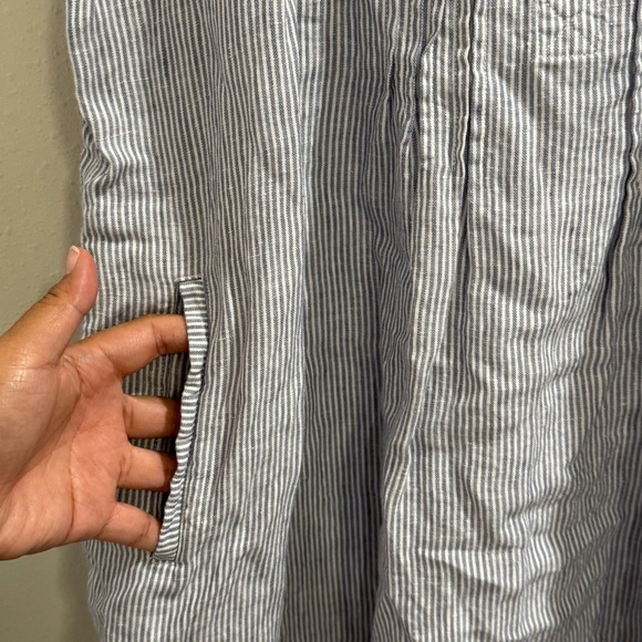 Faherty Medium Striped Isha Linen Mini Dress Relaxed Lagenlook Beach Resortwear - Picture 7 of 9